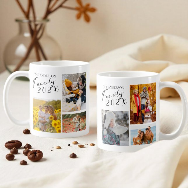 Caneca De Café Colagem Personalizada de Fotos da Família 2025 (Criador carregado)