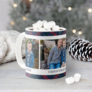 Caneca De Café Colagem Personalizada de Fotos de Natal de Xadrez 
