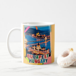 Caneca De Café Colagem Pop Art da Paisagem Noturna da Cidade de B