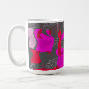 Caneca De Café Colagem Psicodélica Egípcia: Cinza Vermelha Fuchsi