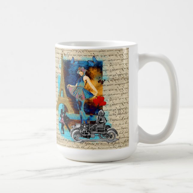 Caneca De Café Colagem Romântica em Paris (Direita)