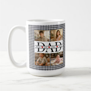 Caneca De Café Colar Moderno de Fotos Personalizado em Xadrez Pre