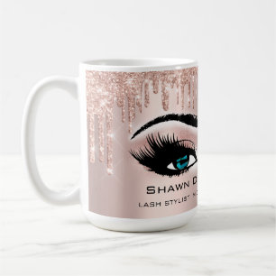 Caneca De Café Colascos Azuis Rosa Glitter Drives Makeup Bride