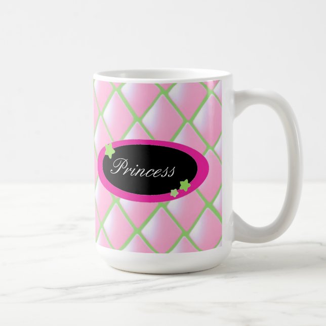 Caneca De Café Colcha de Diamantes Rosa - Princesa (Direita)