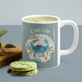 Caneca De Café Coleção Bohemian Blues Crab Life