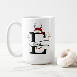 Caneca De Café Coleção de Alfabetos de Natal – Design da Letra E