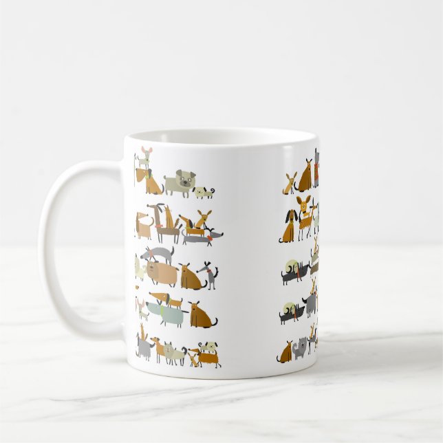 Caneca De Café Coleção de cães bonitos, esboço, ilustração de vin (Esquerda)