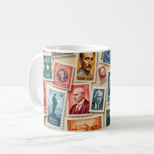 Caneca De Café Coleção de Carimbo Vintage