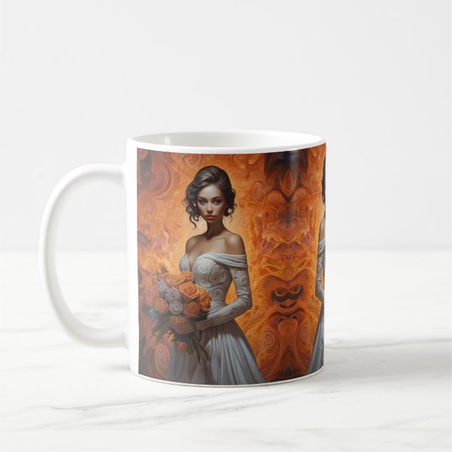 Caneca De Café Coleção de Casamentos de Noiva Floral Elegante (Esquerda)