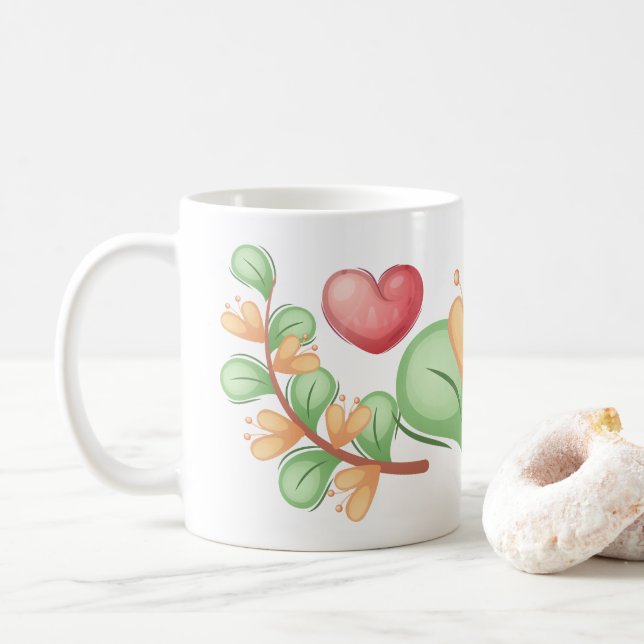 Caneca De Café Coleção de Coração Urso - Branco (Com Donut)