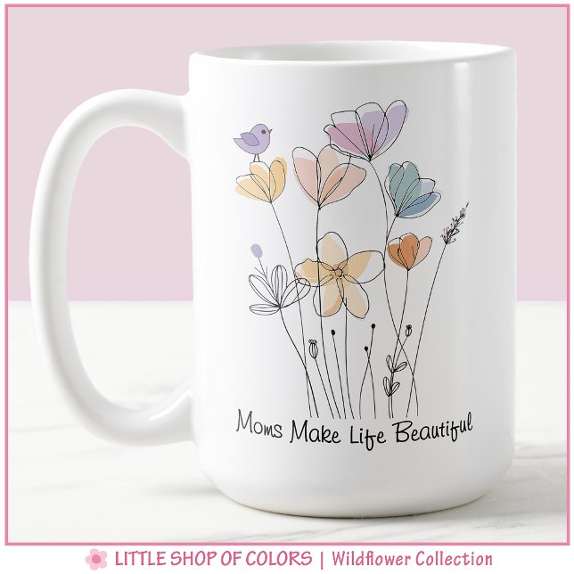 Caneca De Café Coleção de Flores Silvestres Floral Mamãe (Criador carregado)
