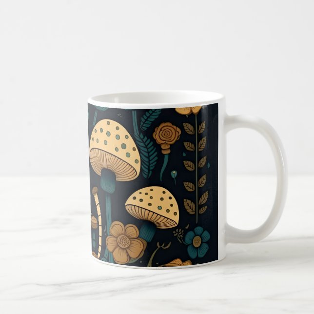 Caneca De Café Coleção de Ilustração de Cogumelos (Direita)