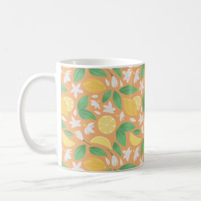 Caneca De Café Coleção de padrões da cesta de fruta - Limão (Esquerda)