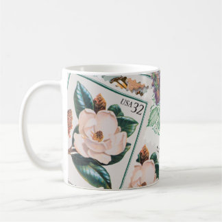 Caneca De Café coleção de selos de flor bonito