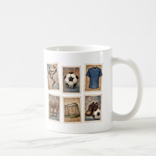 Caneca De Café Coleção de Selos de Futebol Antigo (Direita)