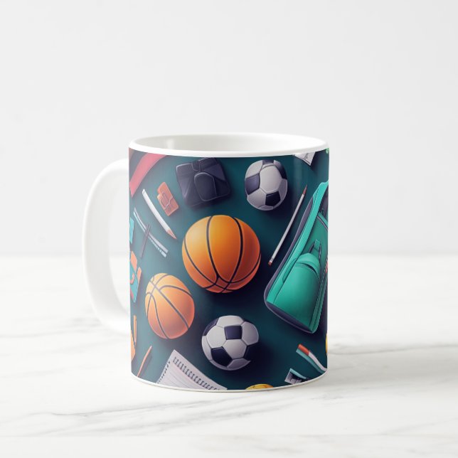 Caneca De Café coleção de vários equipamentos esportivos (Frente Esquerda)