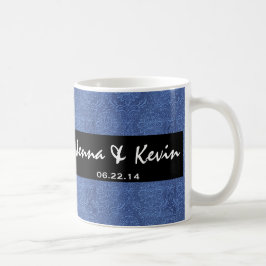 Caneca De Café Coleção do damasco do casamento do azul francês