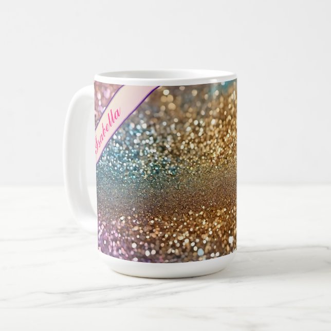 Caneca De Café Coleção Holográfica Popular da Opal da Glitter (Frente Esquerda)