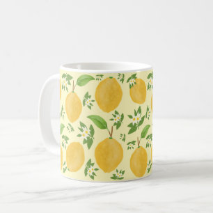 Caneca De Café Coleção Lemon Bloom amarela estampada