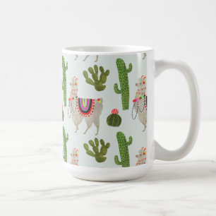 Caneca De Café Coleção Llamarama   Padrão Cactus & Llama
