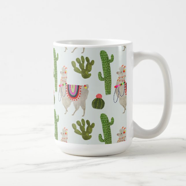Caneca De Café Coleção Llamarama | Padrão Cactus & Llama (Direita)