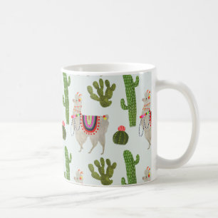 Caneca De Café Coleção Llamarama   Padrão Cactus & Llama