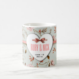 Caneca De Café Coleção RomanticCharm Vintage Flower Wedding