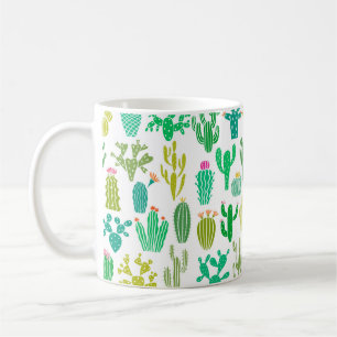 Caneca De Café Colheita de Cactus e flor isolada em que