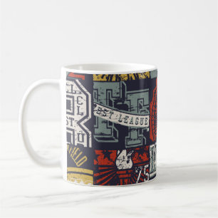 Caneca De Café Colheita de crachás do colégio americano Vintage