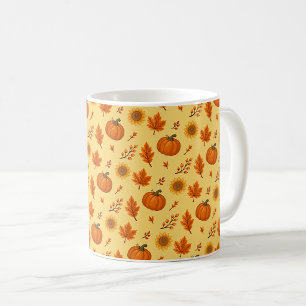 Caneca De Café Colheita de Outono em Aquarela Fofa