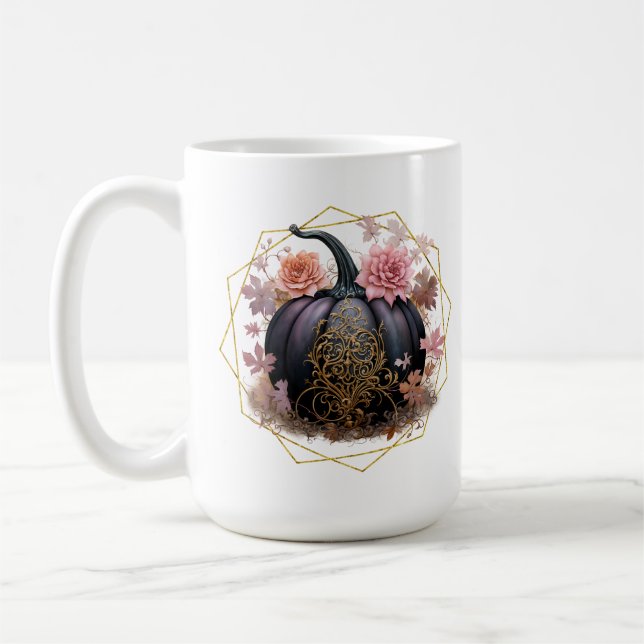 Caneca De Café Colheita Floral Monograma Mug (Esquerda)