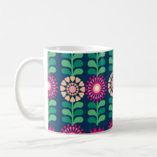 Caneca De Café colheita/ilustração de fundo de flores