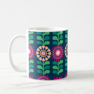 Caneca De Café colheita/ilustração de fundo de flores