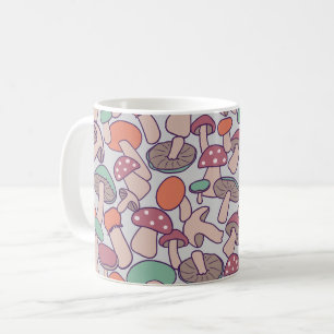 Caneca De Café Colheita Retro de Cogumelos Florestais Outono Micé