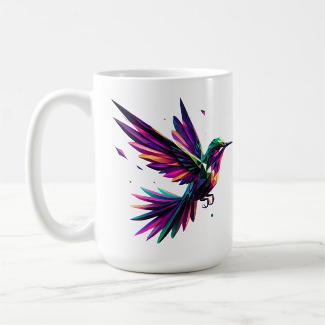 Caneca De Café Colibrí Arcoíris Geométrico – Arte Moderno Vibrant (Esquerda)