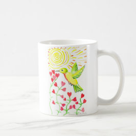 Caneca De Café Colibri e corações