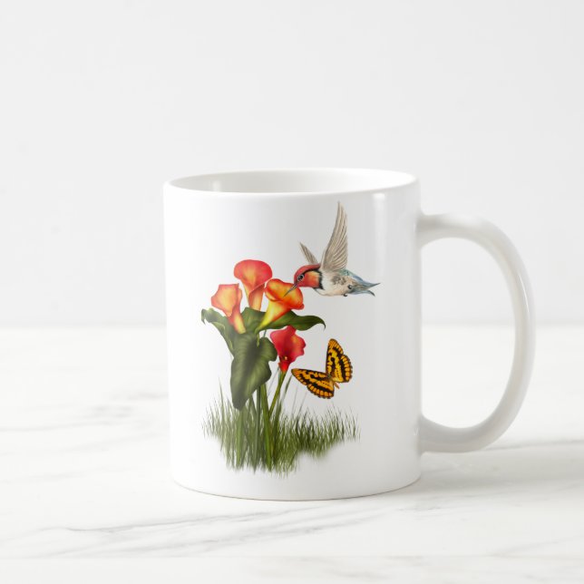 Caneca De Café Colibri e lírios (Direita)