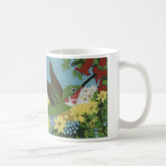 Caneca De Café Colibri reproduzido de um bordado da mão