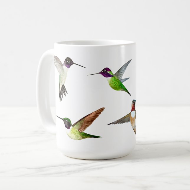 Caneca De Café Colibris de Califórnia em vôo (Frente Esquerda)