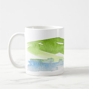 Caneca De Café Colinas de Abstrato de Aquarela minimalistas 3