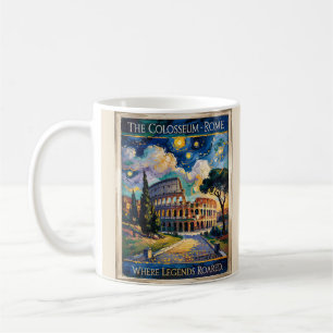 Caneca De Café Coliseu de Roma Itália Marco Referência Arte Retro