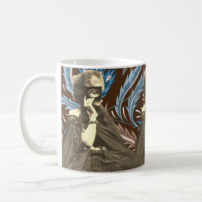 Caneca De Café Collage Mask Lady Countess Castiglione (Esquerda)