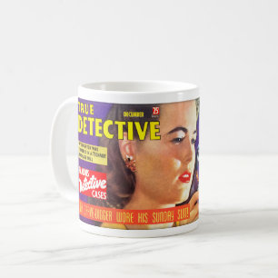 CANECA DE CAFÉ COLLAGEM DE REVISTA DETECTIVA DE VINTAGEM
