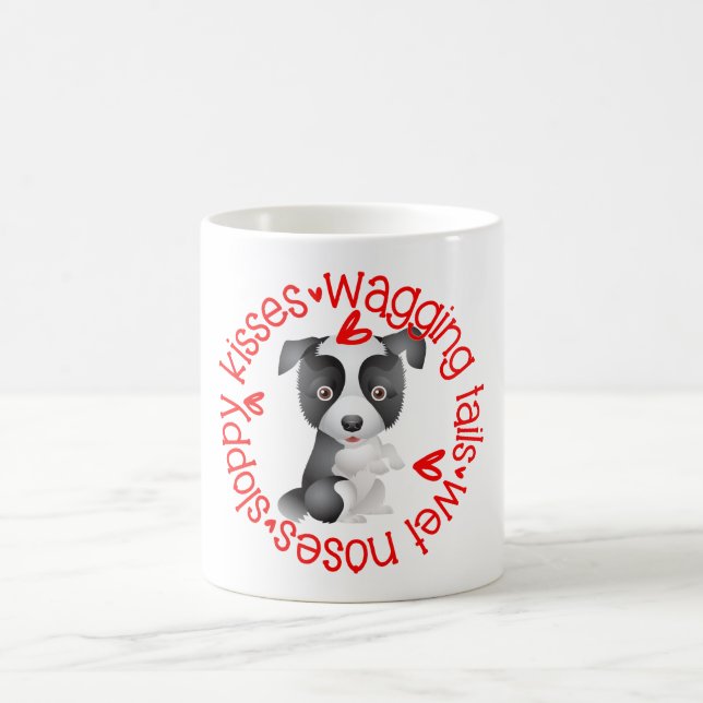 Caneca De Café Collie de Borda Bonita, beijos desleixados (Centro)