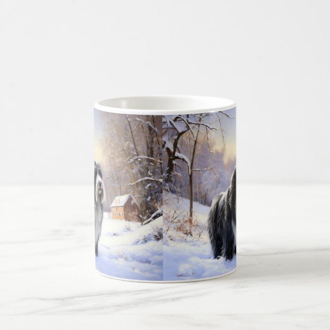 Caneca De Café Collie, deixe nevar o Natal (Centro)