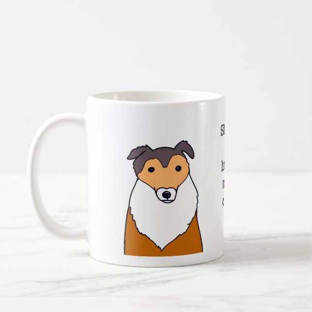 Caneca De Café Collie Dog Funny Coffee Lover Design (Esquerda)