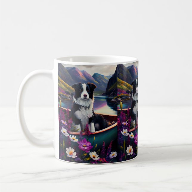 Caneca De Café Collie Fronteira em um Paddle: Uma Aventura Cênica (Esquerda)