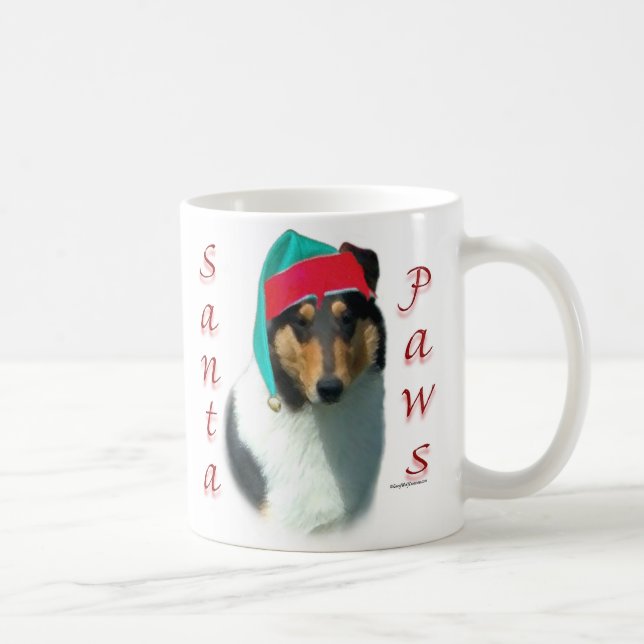 Caneca De Café Collie (Papais noeis lisos) Paws (Direita)