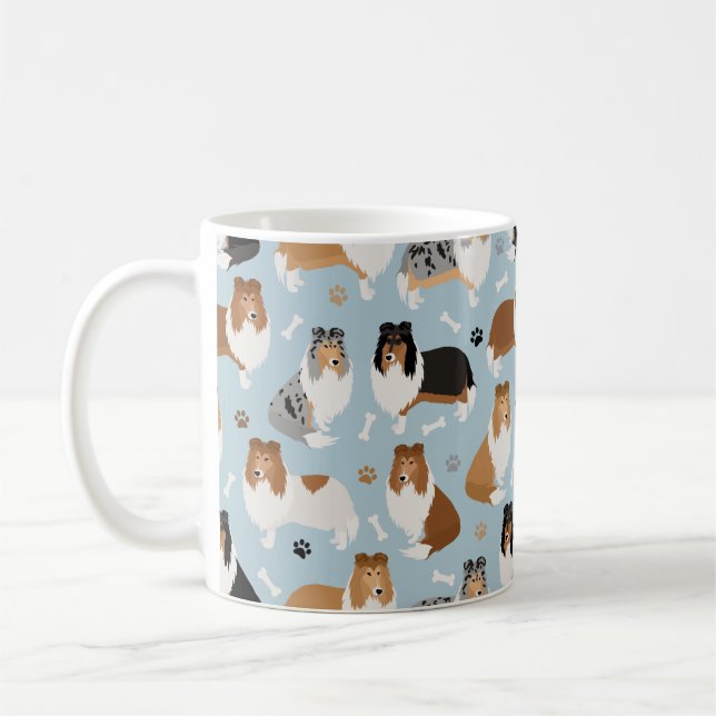 Caneca De Café Collie Paws e Ossos (Esquerda)
