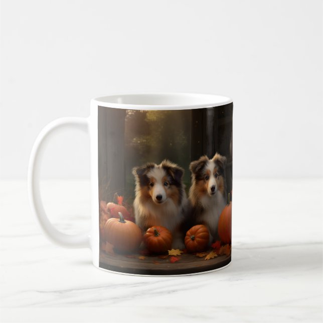 Caneca De Café Collie Puppy Autumn Delight Pumpkin (Esquerda)